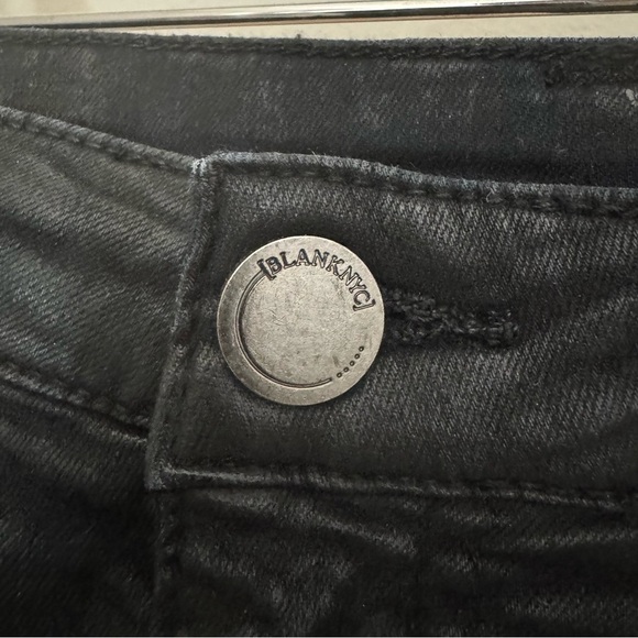 BLANKNYC Coated Waxed Denim Mini Skirt Black Stretch Style# 74X-0181MX - Picture 7 of 14